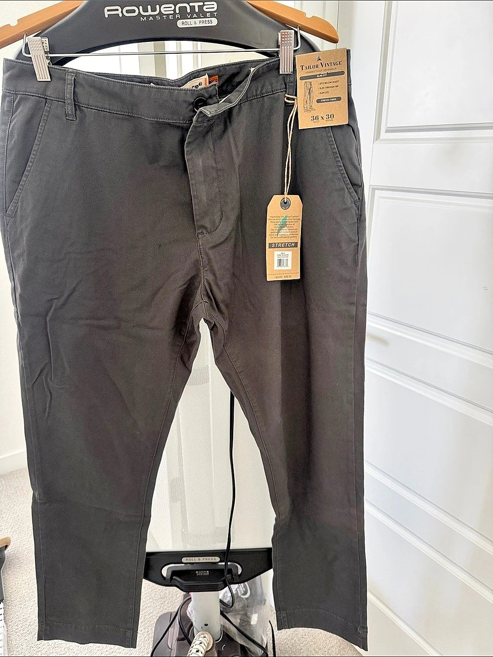 Tailor Vintage Slim Fit Stretch Pants Gray Stretch Pants Waist 36 NWT